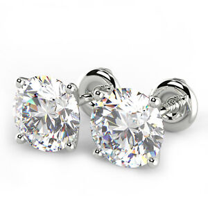 1.42 Ct Round Cut VS1/D Diamond Stud Earrings 14K White Gold