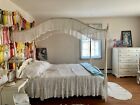 Unique antique, white bedroom set, with canapy Qween bed and rocking chair