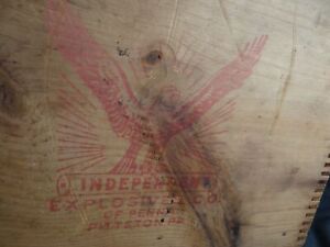 Antique INDEPENDENT EXPLOSIVES PITTSON PA. Wood Crate Dynamite Box