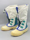 Vtg Sorel Freestyle Tall Winter Snow Boots Womens Size 7 White/Blue/Teal In GUC