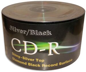 50-Pak =Silver/BLACK= 48X 80-Min CD-R's! Shiny-Silver Top, BLACK Bottom!