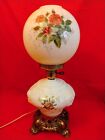 VINTAGE VICTORIAN STYLE Gone With The Wind MILK GLASS LAMP Wild Roses