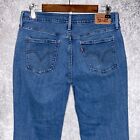 Levi's 505 womens straight jeans size 10 x 28.5 stretch mid rise med wash