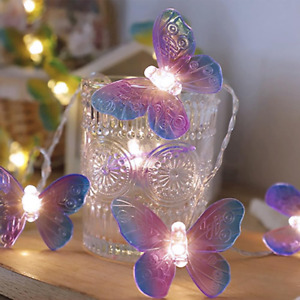 20 LED Butterfly String Lights, 9.84Ft/3 Meter Battery Powered Purple Butterfly