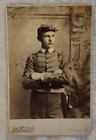 Antique Civil War Cabinet Card Photo Of Uniformed Military Cadet With Sword