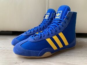 RARE Vintage 2003 NEW Adidas Wrestling LEA Shoes size 6,5 Blue/Yellow canvas