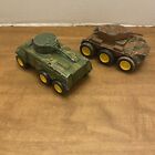 Vintage 1970s Tootsietoy Armored Car Tanks Cast Metal Toy Army Green Brown Camo