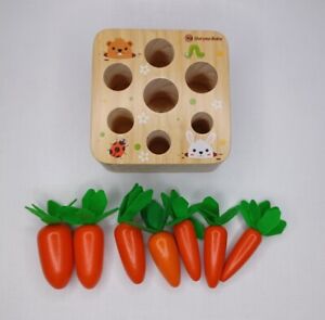 Wood Carrot Shape Sorter Preschool Size Sorting Wooden Toy 7 Carrots