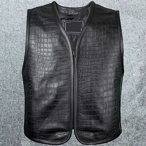 New Men's Crocodile Leather Vest Motorcycle Style Biker Real Leather Waistcoat