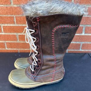 SOREL Boots Womens 9 Brown Leather Snow Winter Tall  Cate The Great NL 1927-059