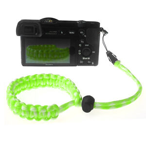 Green/White Quick Release Braided 550 Paracord Adjustable Camera Wrist Strap