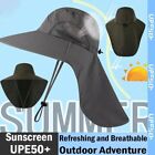 Wide Brim Sun Hat with Neck Flap UPF50+ Hiking Safari Fishing Hat for Men Women