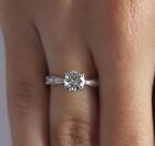 1 Ct Pave Double Claw Round Cut Diamond Engagement Ring SI2 D White Gold 18k