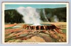 VINTAGE PUNCH BOWL IN ERUPTION YELLOWSTONE PARK, WY POSTCARD DB