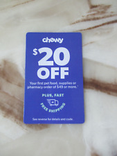 CHEWY $20 Off your First Order of $49 Coupon Card Food Pharmacy Supplies 5/31/24
