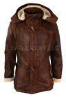 Mens 3/4 Long Safari Classic Detachable Genuine Leather Duffle Hooded Coat