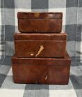Vintage Burl Wood Nesting Boxes,  Set Of 3  Original Price Stickers