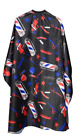 Barber Shop Pattern Cape Black Salon Gown Apron Haircutting Hairstyling Pro NEW