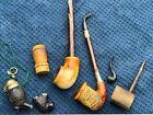 Antique Meerschaum Estate Smoking Pipe Dated Horse Hand Carved LOT OF FIVE Vtg