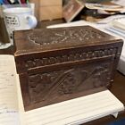 Vintage Romanian Hand Carved Wooden Box With Hinged Lid. Grapevine Beautiful