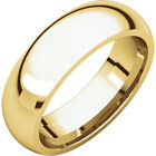 6mm 14K Solid Yellow Gold Dome Half Round Comfort Fit Wedding Band Ring Sizes