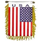 USA MINI BANNER FLAG GREAT FOR CAR & HOME WINDOW MIRROR HANGING 2 SIDED