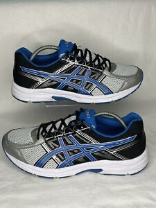 Asics Gel Contend 4 Mens 11 4E Wide Running Shoes T716N Black Blue White