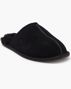 UGG PEARLE Womens Scuff Slippers Black Size 7 BNIB Shearling 1115139 Comfy Cute