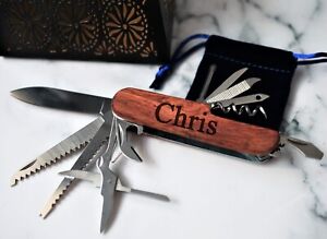 Personalized 11 in 1 Multi-Tool, Wood Swiss Tool, Groomsmen Gifts, Gift for Him