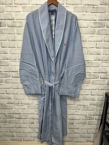 Polo Ralph Lauren Blue Striped Bath Robe Mens Size L/ XL