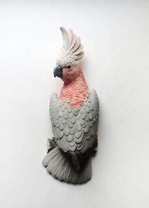Pink & Gray Cockatoo Tropical Bird Figurine Wall Art Sculpture Décor, Polyresin