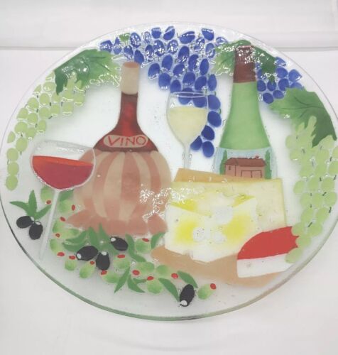 New ListingFusion Art Glass Platter Wine And Cheese Plate Signed By The Artist Wm McGrath