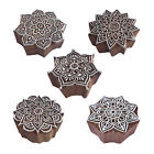 Mandala Wooden Printing Stamps DIY Henna Textile Paper Clay Blocks (Set of 5)