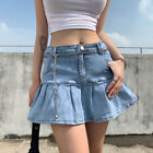 Women Denim Mini Skirt Summer Casual High Waist Bodycon A-line Jean Short Skirt