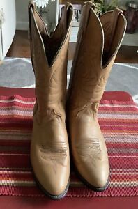 Light Golden Brown 100% Leather Upper Cowboy Boots Size 8 Women’s Made USA
