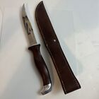 Vintage Cutco 1069 Serrated Fixed Blade Hunting Knife With Brown Leather Sheath