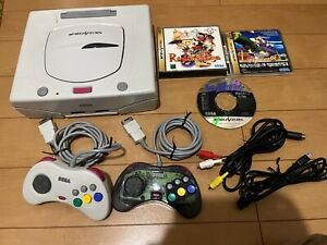 SEGA Saturn Console White Color & Controller with games Japan
