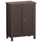 Wooden Storage Cabinet w/ 2 Doors Bathroom Floor Kitchen Cupboard Grey