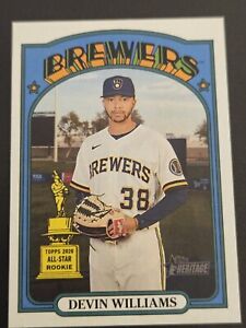 2021 Topps Heritage Mini Parallel /100 Devin Williams Rc Brewers