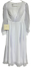 Simple White Wedding Dress A-Line V Neck Lantern Sleeve Ankle Length Size 4