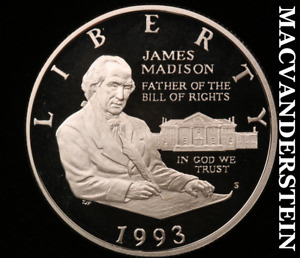 1993-S James Madison Commemorative Silver Half Dollar - Gem Proof Lustrous #V752