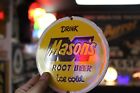 RARE DRINK MASON'S ICE COLD ROOT BEER DEALER PORCELAIN METAL SIGN MALT SHOPPE 66