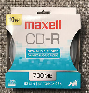 Maxell CD-R Discs, 700MB/80min, 48x, w/Slim Jewel Cases, 10/Pack (MAX648210)