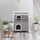 Outdoor Feral Cat House Wooden Kitty Shelter with Balcony Escape Door Waterproof