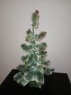 Vintage Flocked Bottle Brush Christmas 15 inch Tree with Ornaments Japan