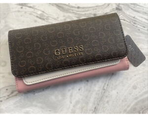 Guess Wallet Gelber SLG SG873051 Natural Multi Woman Purse Clutch Trifold New
