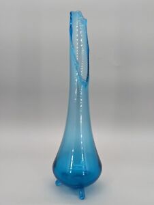 New ListingL.E. Smith Peacock Blue Swung Stretch Tri-footed 3 Toe Smoothie Vase 14.25