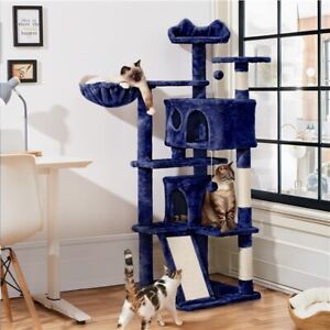 57in Sturdy Cat Tree Tower Activity Center Play Rest House Condo For Cats, Used