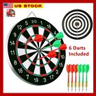 17'' Dart Board, Dartboard Set, Sports, Game, Sisal Bristle w/ 6 Steel-tip Darts