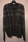 Neiman Marcus Men's  Sweater Wool  Cardigan  Gray Check Print , Extra  Large
